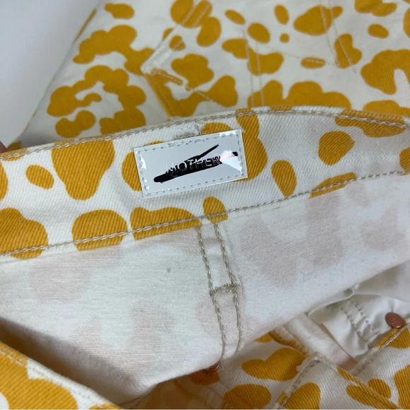 Mother Jeans Womens 30 Yellow White Floral Leopard Curbside Heel Raw Hem - Picture 13 of 15